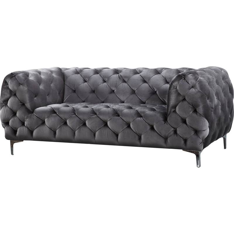 Brayden Studio® Kamden 72" Velvet Chesterfield Loveseat & Reviews Wayfair